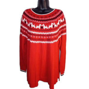 Charter Club Shirt Size 1X Sweater Red Holiday Classic Knit Casual Christmas Dog